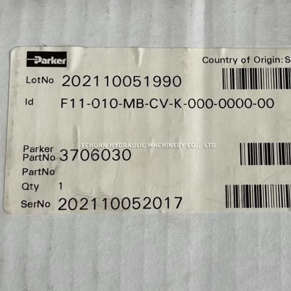 PARKER F11-010-MB-CV-K-000-000-0 3706030 - Image 4
