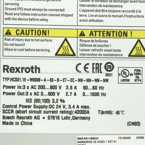 REXROTH R911388524 HCS01.1E-W0008-A-03-B-ET-EC-NN-NN-NN-NW - Image 3