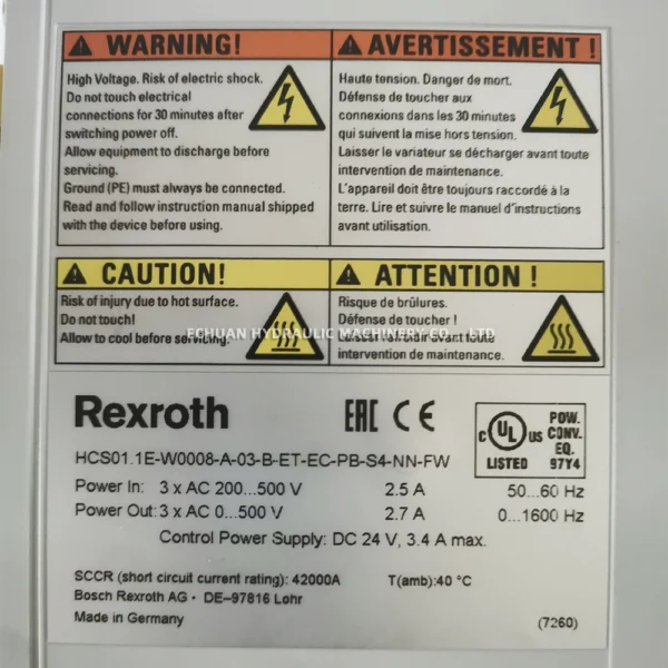 REXROTH HCS01.1E-W0008-A-03-B-ET-EC-PB-S4-NN-FW - Image 2