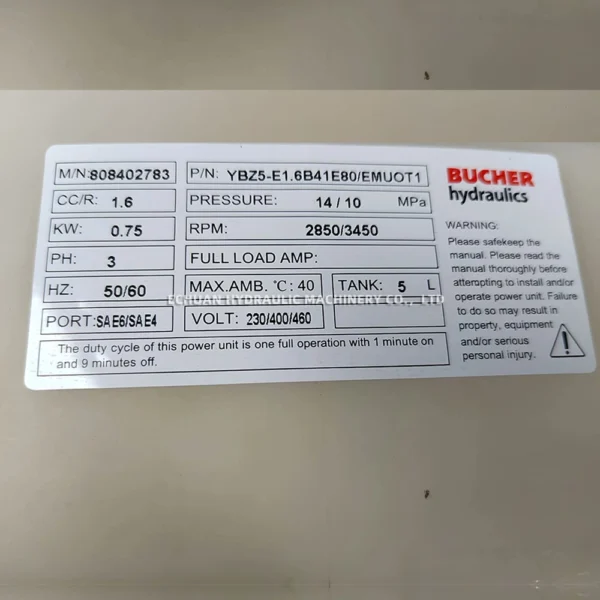 BUCHER YBZ5-E1.6B41E80EMUOT1 808402783 - Image 4