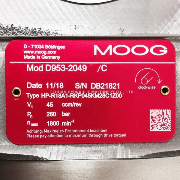 MOOG D953-2049C HP-R18A1-RKP045KM28C1Z00 - Image 2
