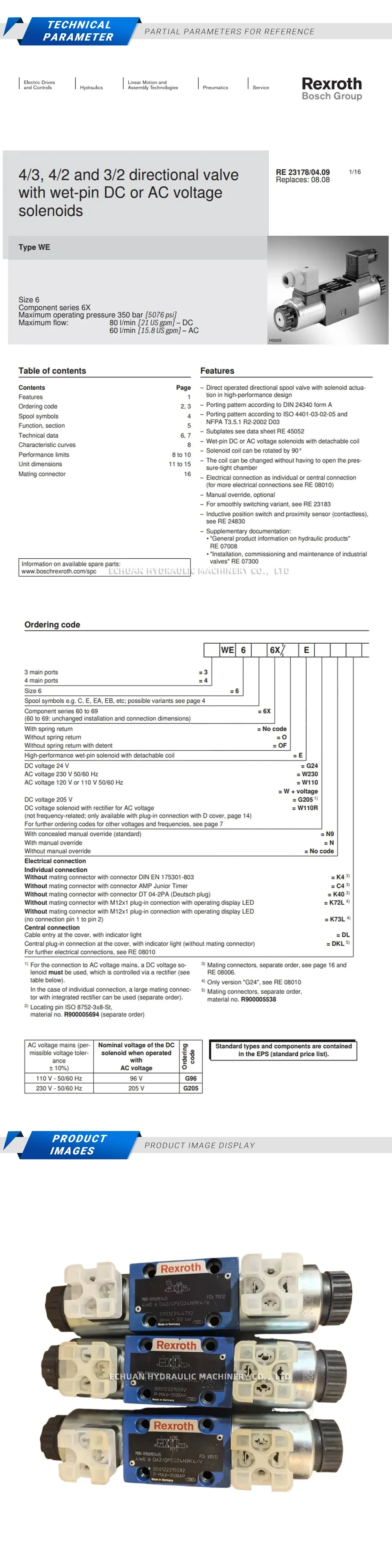 Rexroth 4WE6D62/OFEG24N9K4/V R900903465 Description