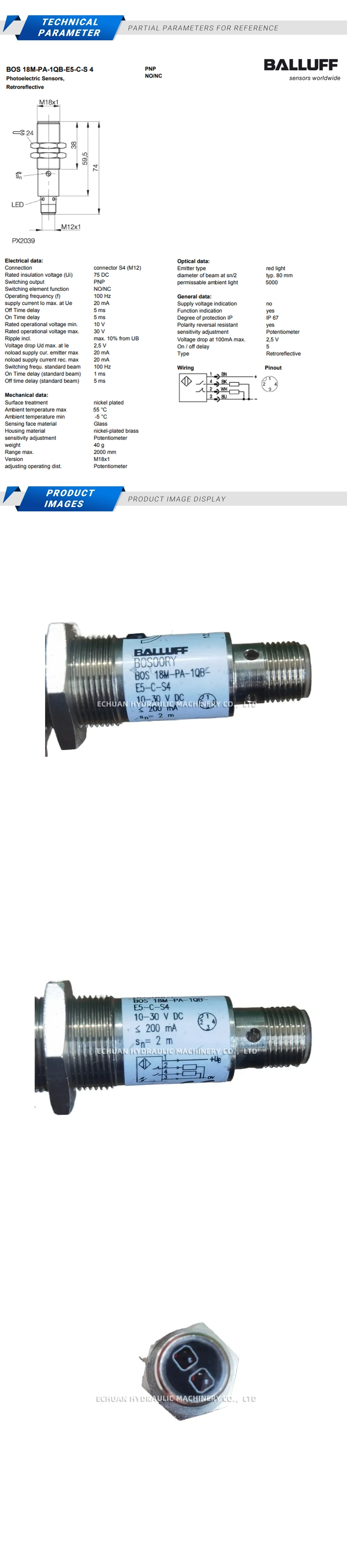 Balluff BOS00RY BOS 18M-PA-1QB-E5-C-S4 Description