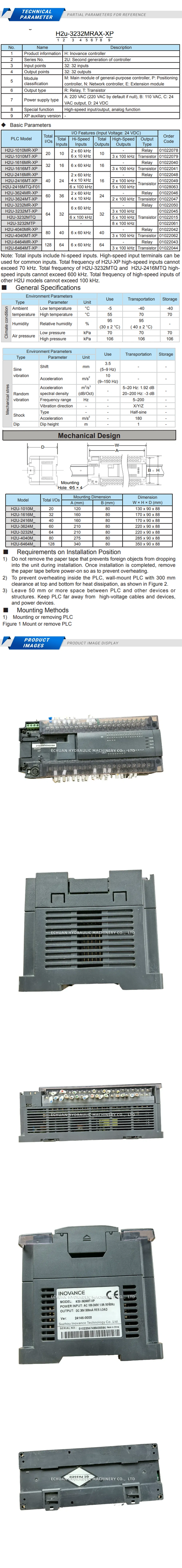 Inovance H2U-3624MT-XP Description