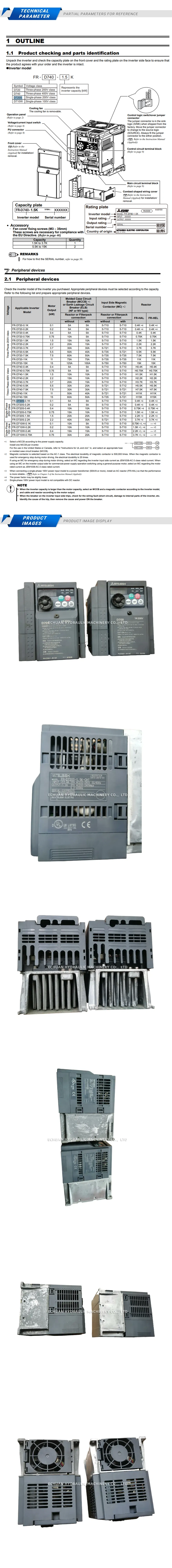 Mitsubishi FR-D720S-1.5K-CHT Description