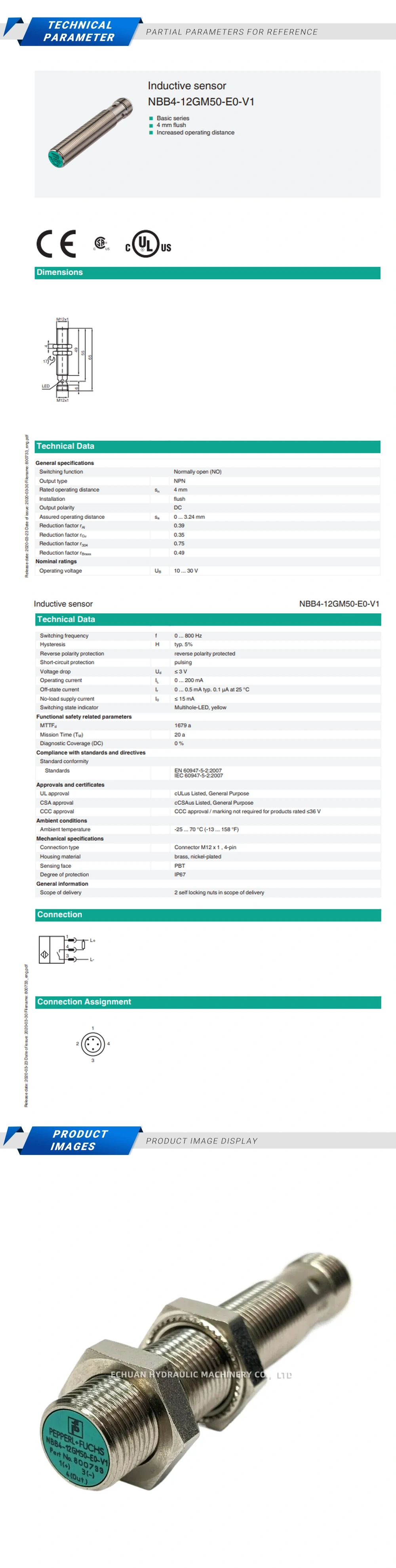 PEPPERL+FUCHS NBB4-12GM50-E0-V1 Description