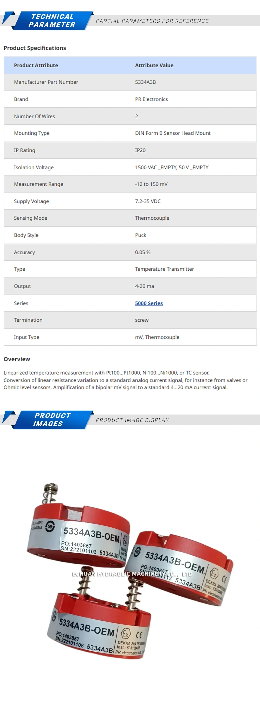 PR Electronics PR5334A3B Description