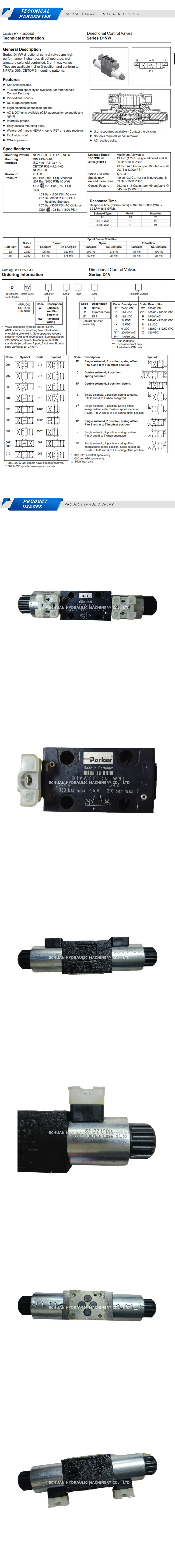 Parker D1VW001CNJW91 Description