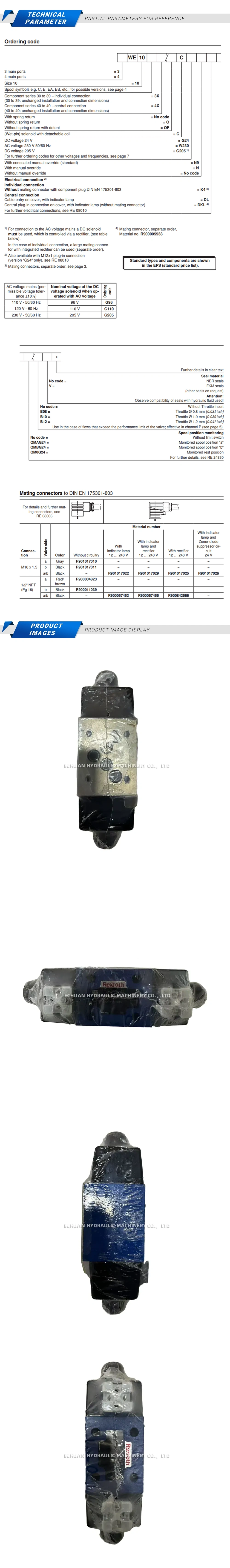 Rexroth 4WE10 H 3X/C W230 N9K4 R900506425 Description