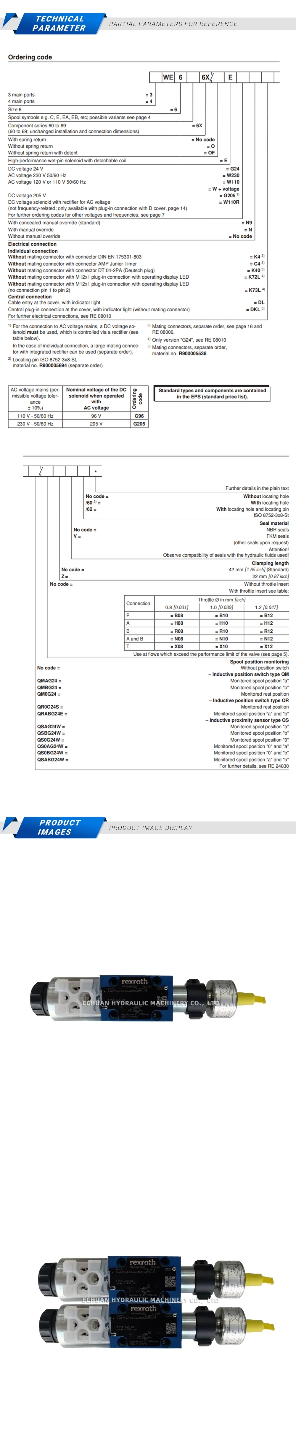 Rexroth 4WE6EA62/EG24N9K4QM0G24 Description