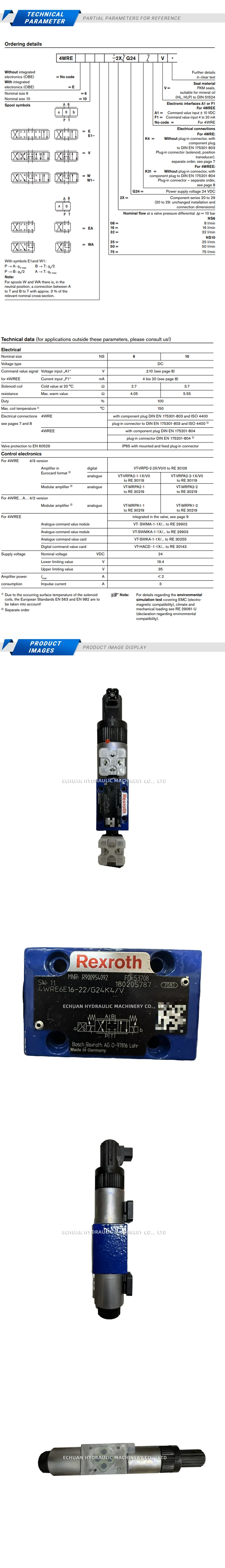 Rexroth 4WRE6E16-22/G24K4/V R900954092 Description