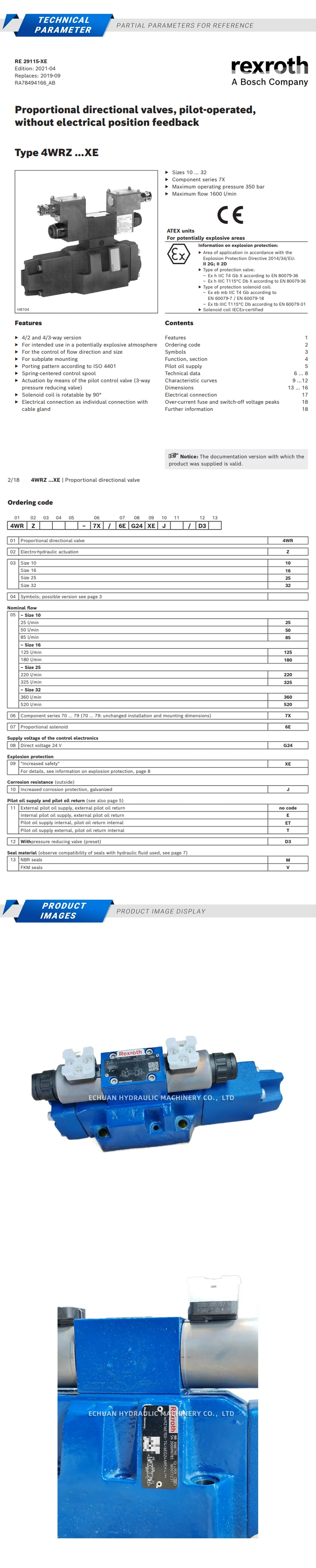Rexroth 4WRZ16E150-74/6EG24N9EK4/M R900977992 Description