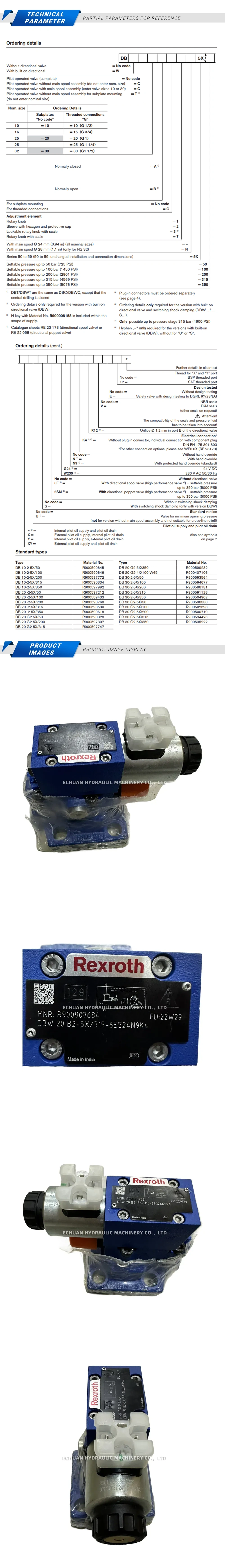 Rexroth DBW 20 B2-5X/315-6EG24N9K4 R900907684 Description