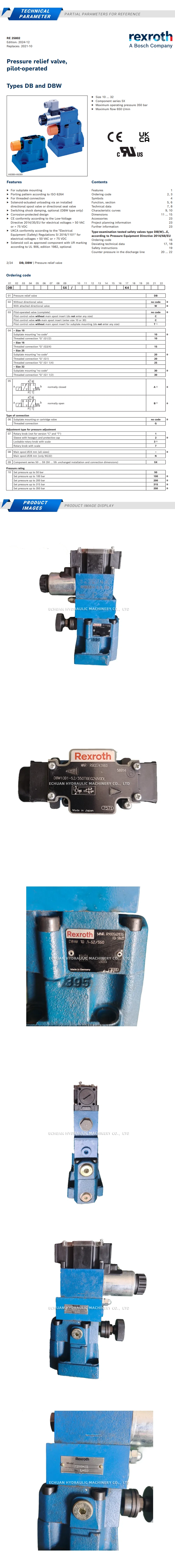 Rexroth DBW10B1-52/350T6EG24N9DL R900742860 Description