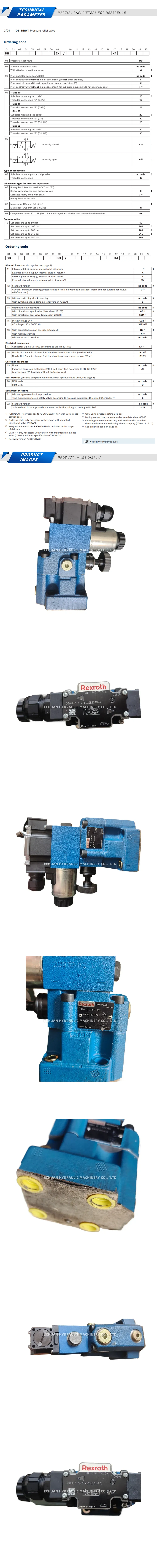 Rexroth DBW10BA-52/350X6EG24N9DL R901055209 Description