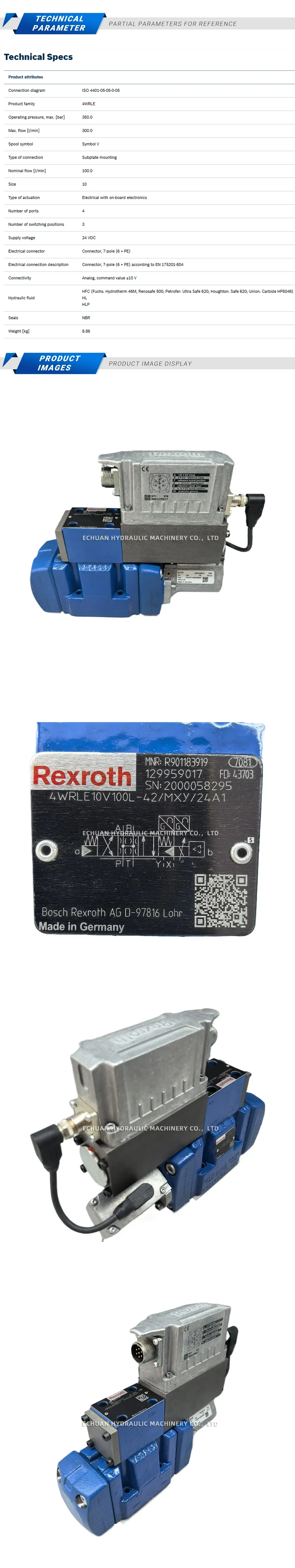 Rexroth R901183919 4WRLE10V100L-42/MXY/24A1 Description