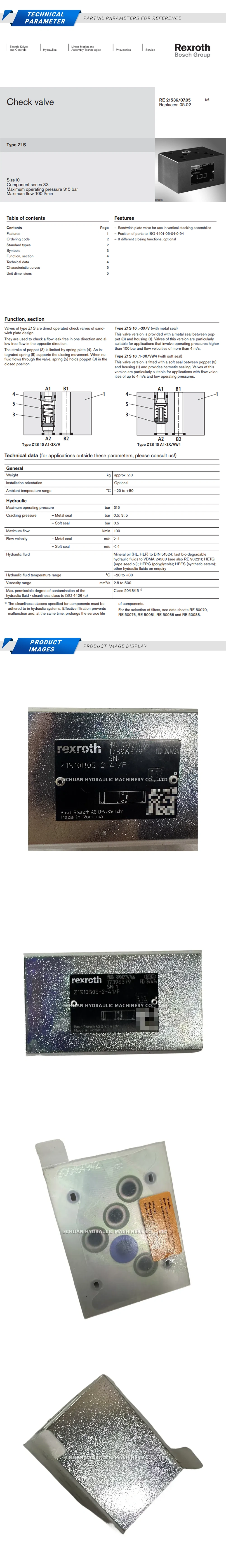 Rexroth Z1S10B05-2-41/F R901274766 Description