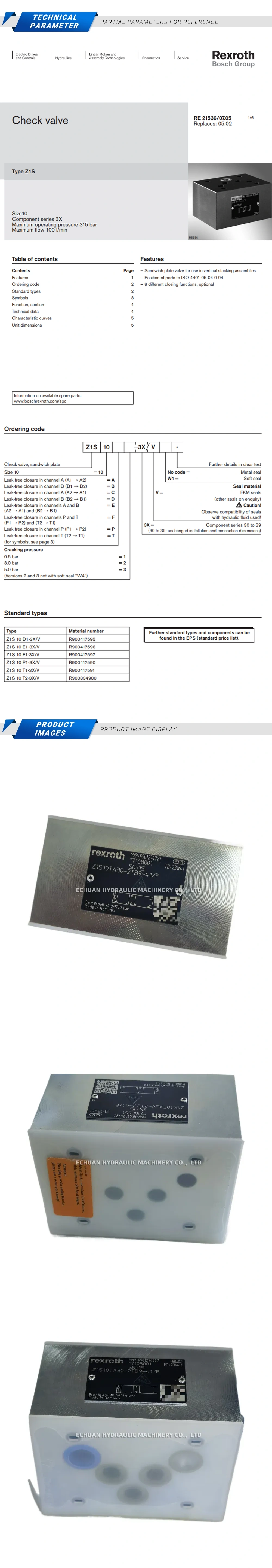 Rexroth Z1S10TA30-2TB9-4 R901274727 Description