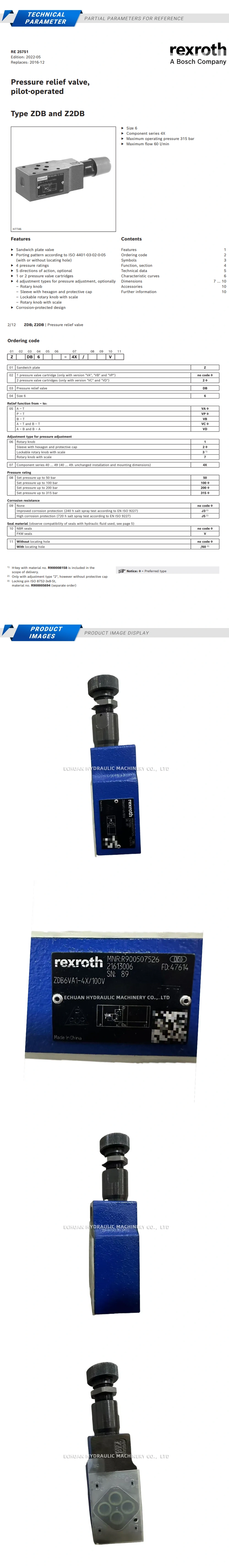 Rexroth ZDB6VA1-4X/100V R900507526 Description