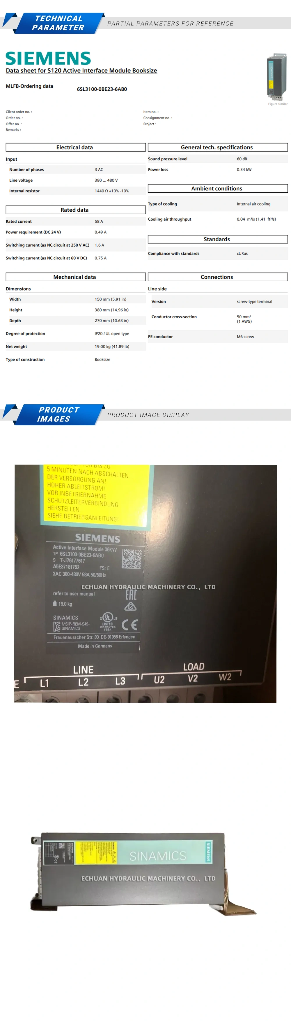 SIEMENS 6SL3100-0BE23-6AB0 Description
