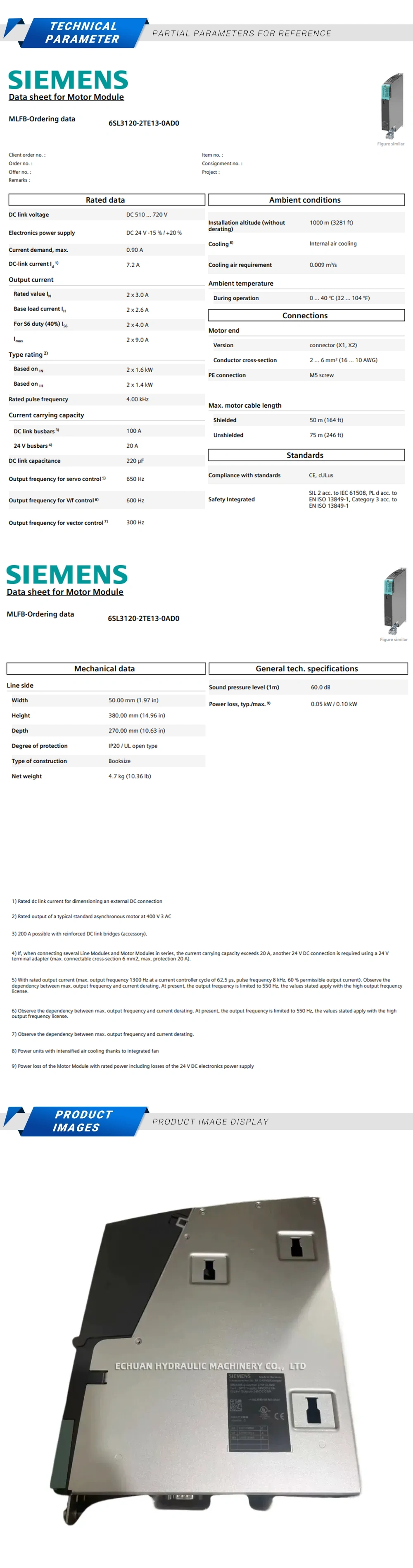 SIEMENS 6SL3120-2TE13-0AD0 Description