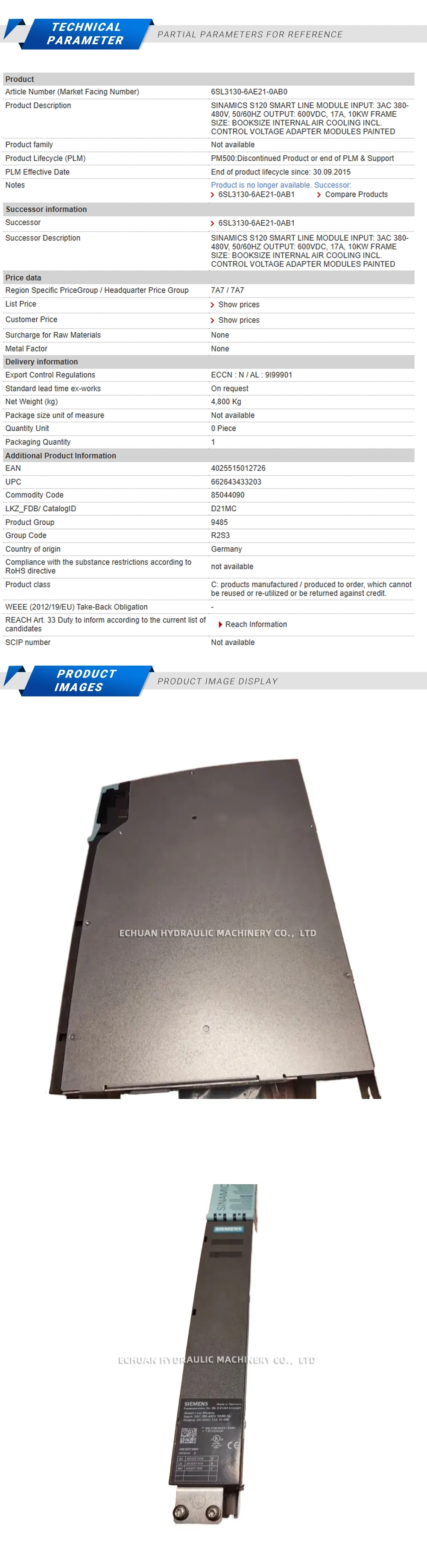 SIEMENS 6SL3130-6AE21-0AB0 Description