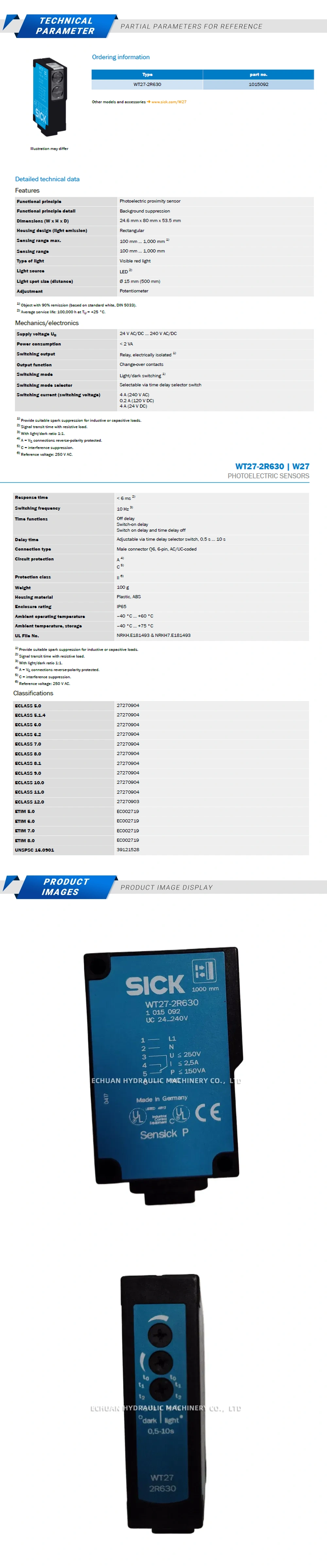 Sick WT27-2R630 Description