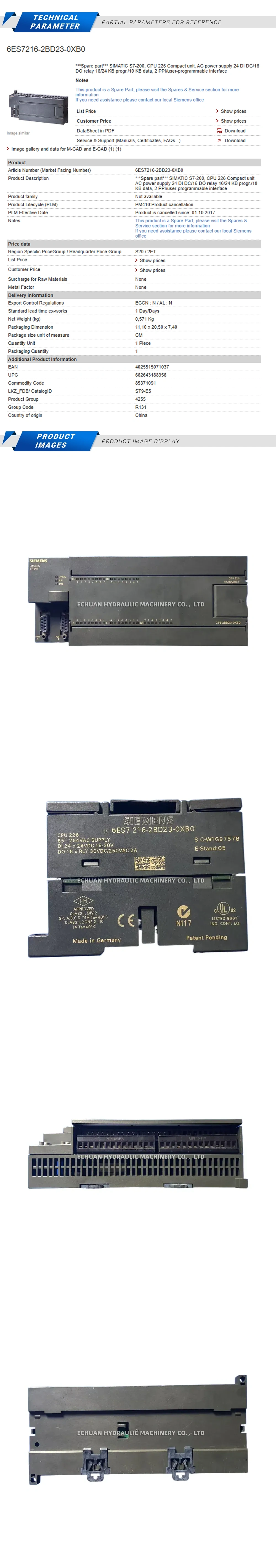 Siemens 6ES7216-2BD23-0XB0 Description