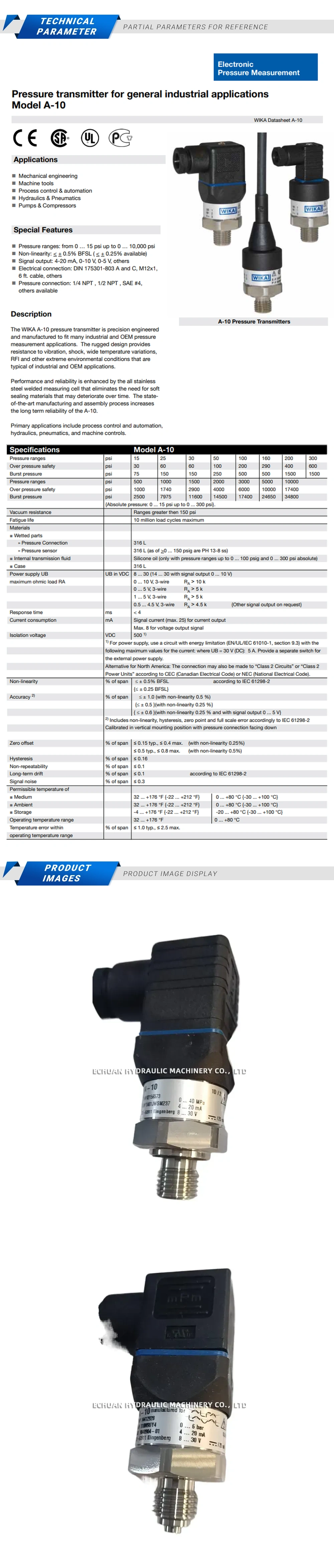 WIKA A-10 Description