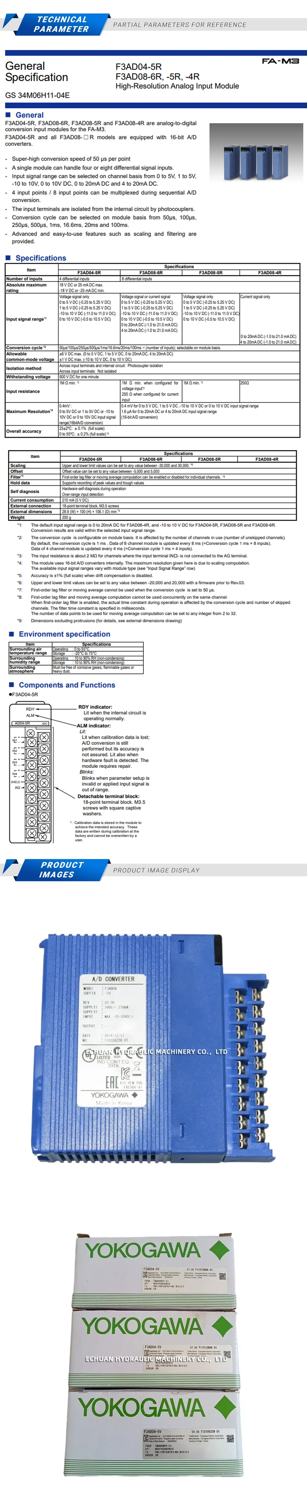 YOKOGAWA F3AD04-5V Description
