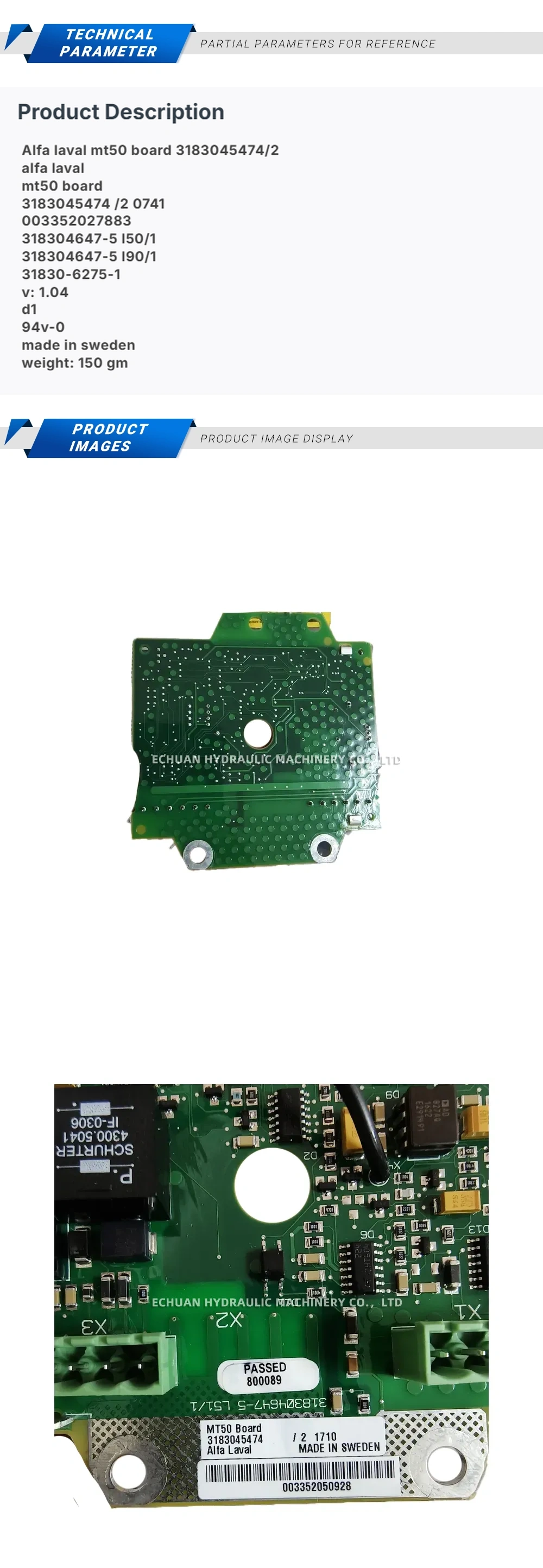 Alfa Laval MT50 Board 3183045474 Description