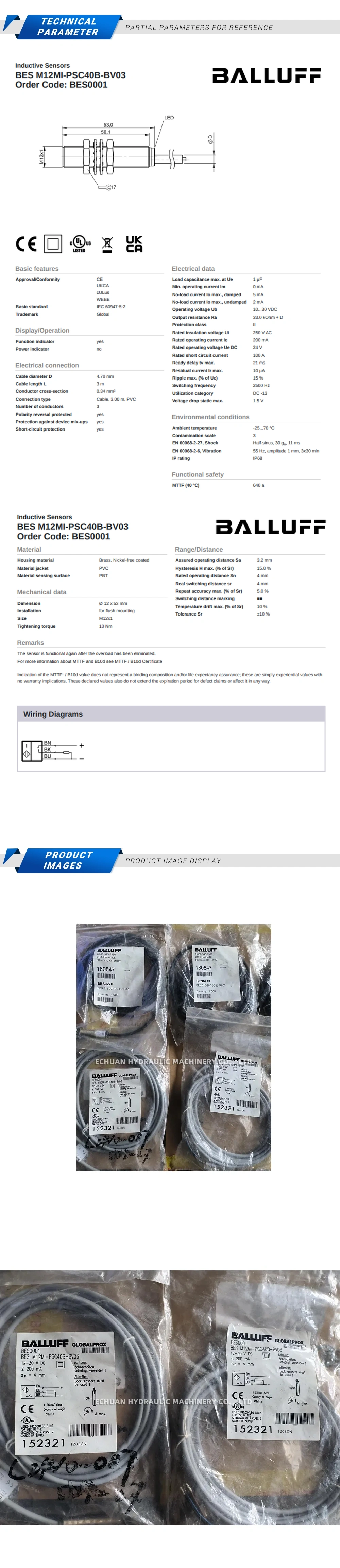 Balluff BES001 BES M12MI-PSC40B-BVO3 Description