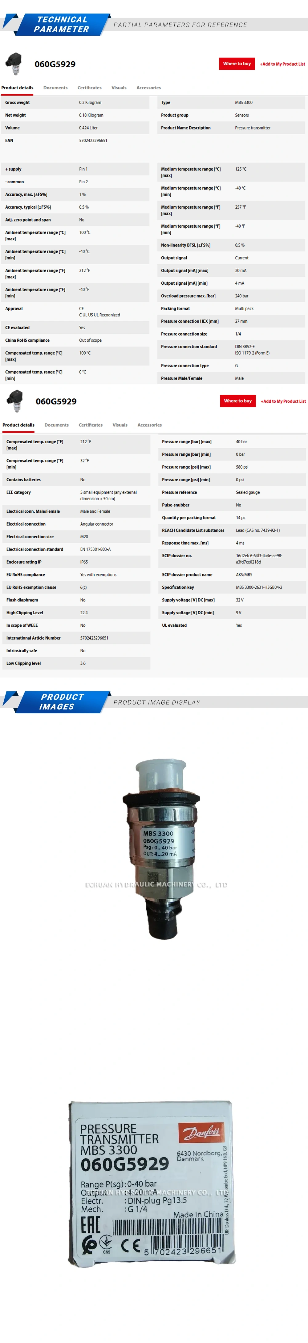Danfoss MBS 3300 060G5929 Description