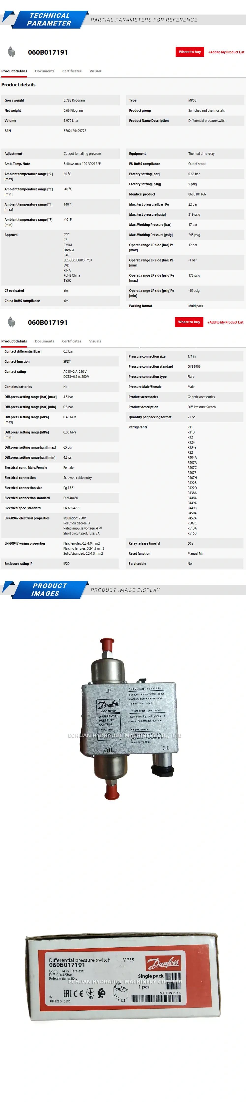 Danfoss MP55 060B017191 Description