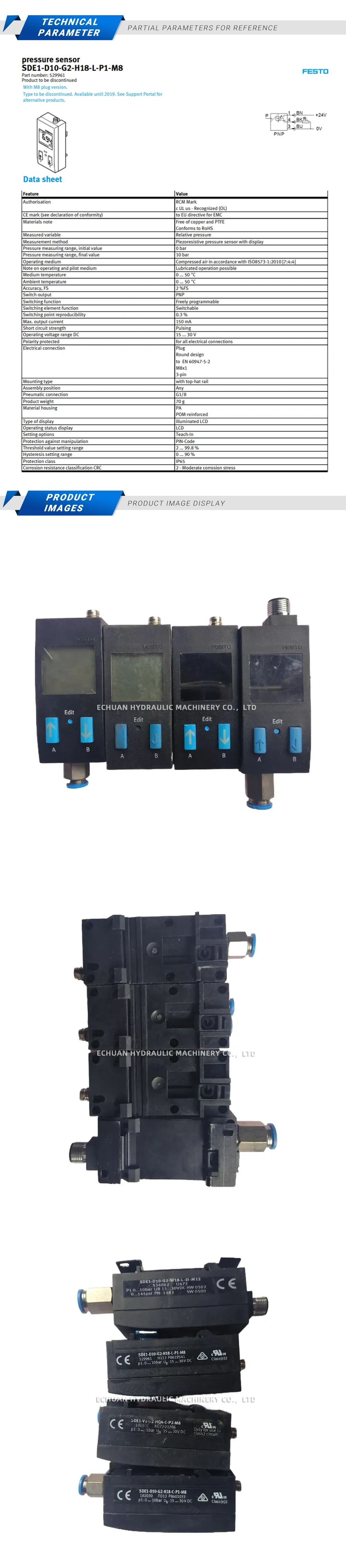 Festo SDE1-D10-G2-H18-L-P1-M8 Description