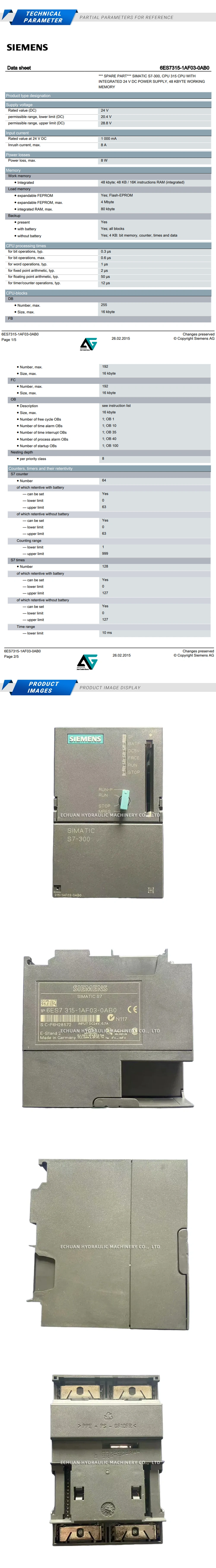 SIEMENS 6ES7315-1AF03-0AB0 Description