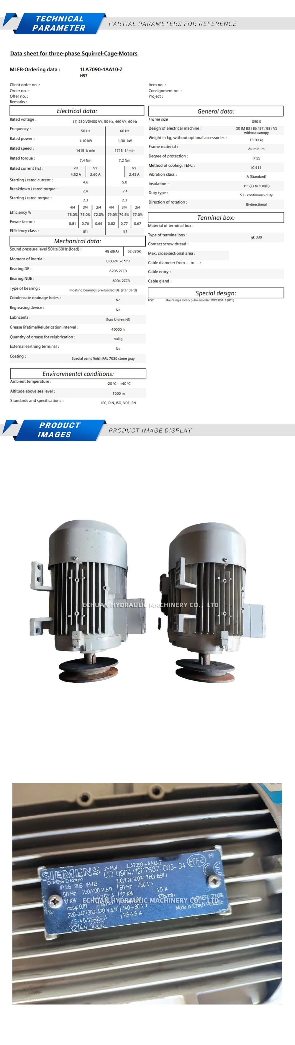 Siemens 1LA7090-4AA10-Z Description