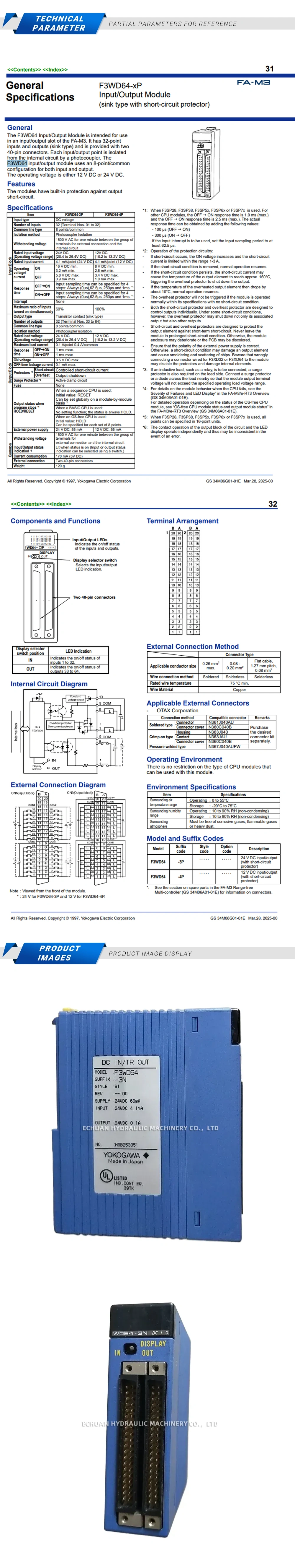 YOKOGAWA F3WD64-3N WD64-3N Description