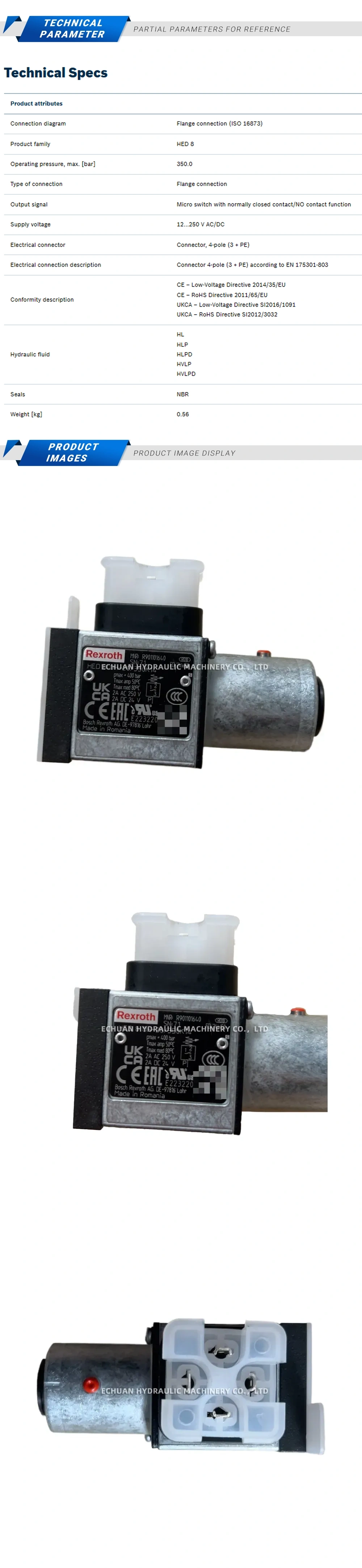 Rexroth R9011016140 HED8OH-20/350K14 Description