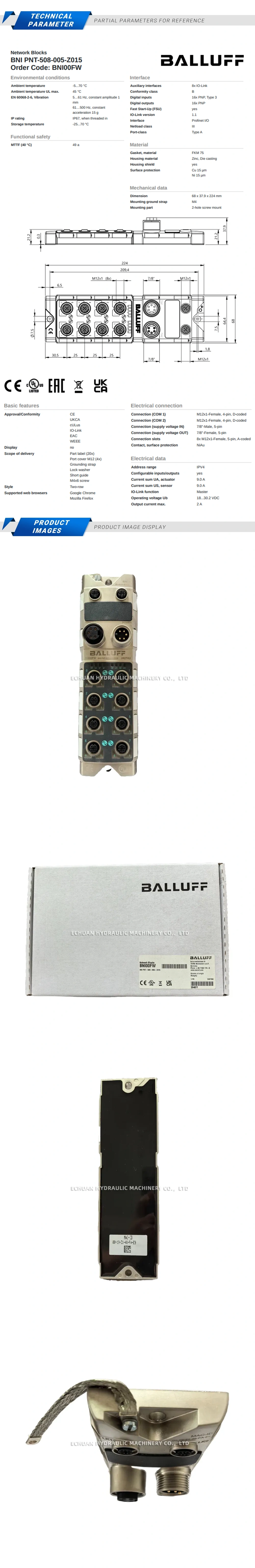 Balluff BNI00FW BNIPNT-508-005-Z015 Description