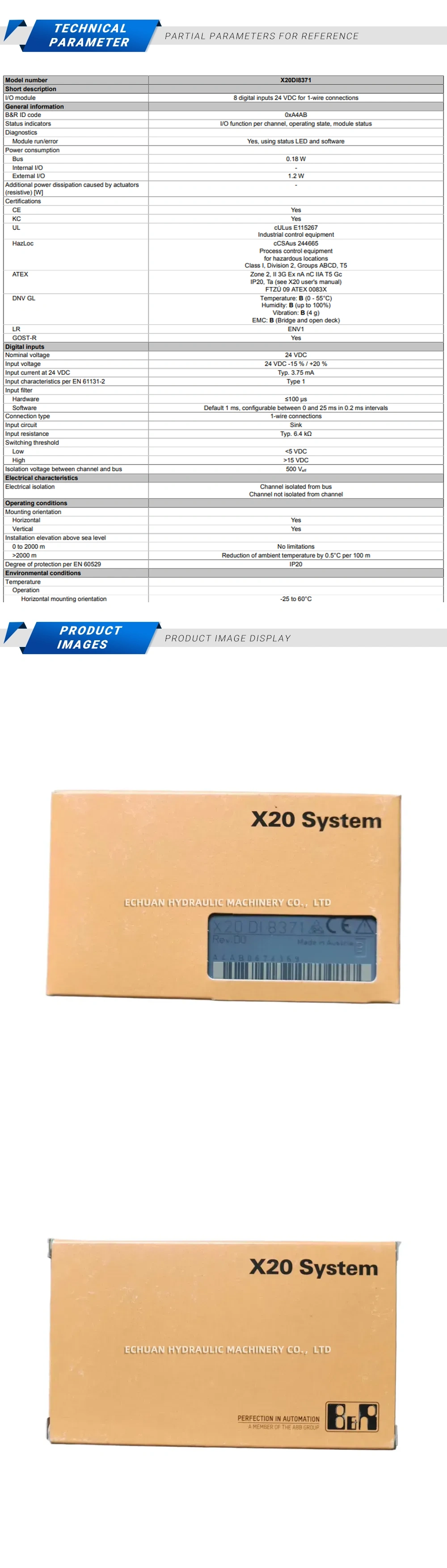 B&R X20DI8371 Description