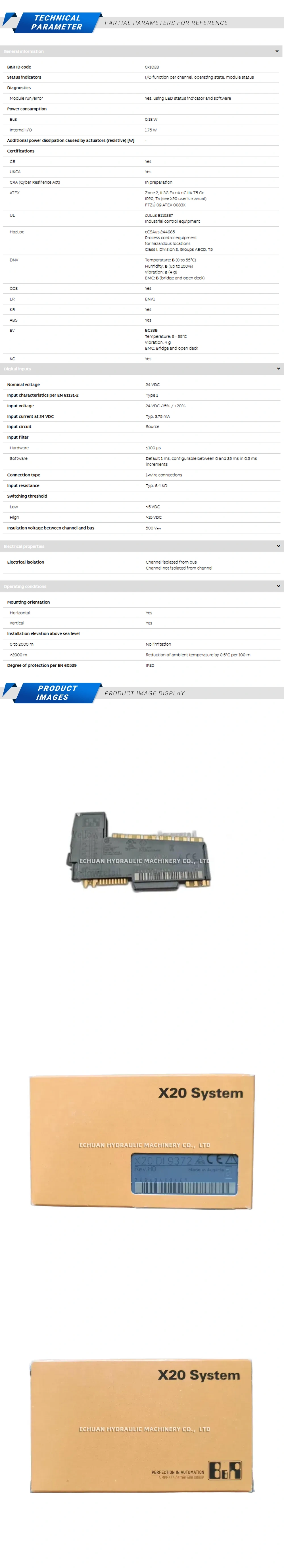 B&R X20DI9372 Description