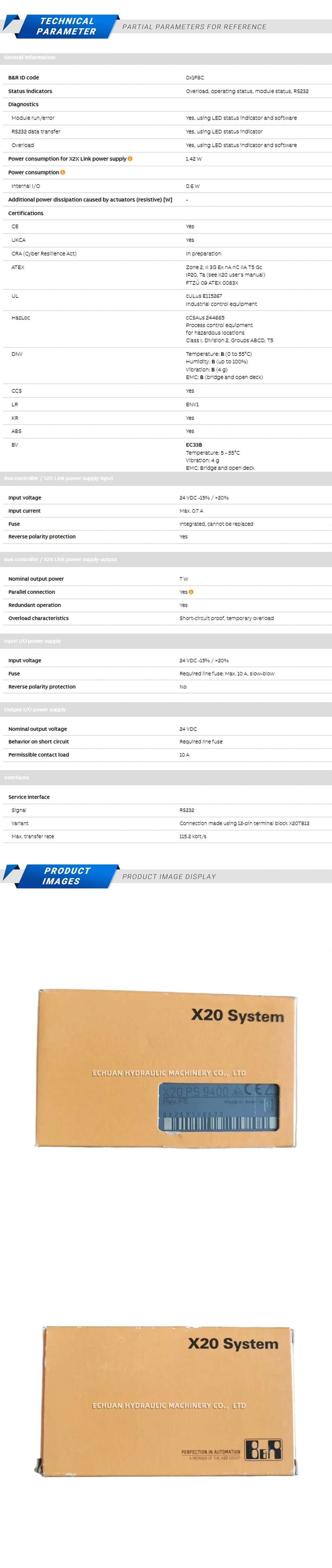 B&R X20PS9400 Description