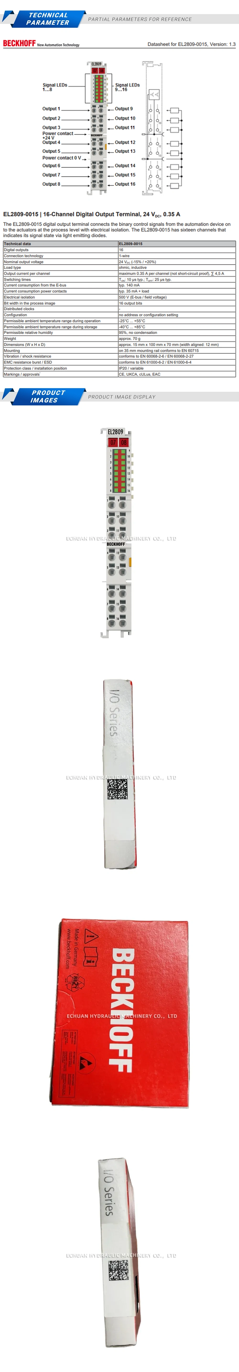Beckhoff EL2809-0015 Description