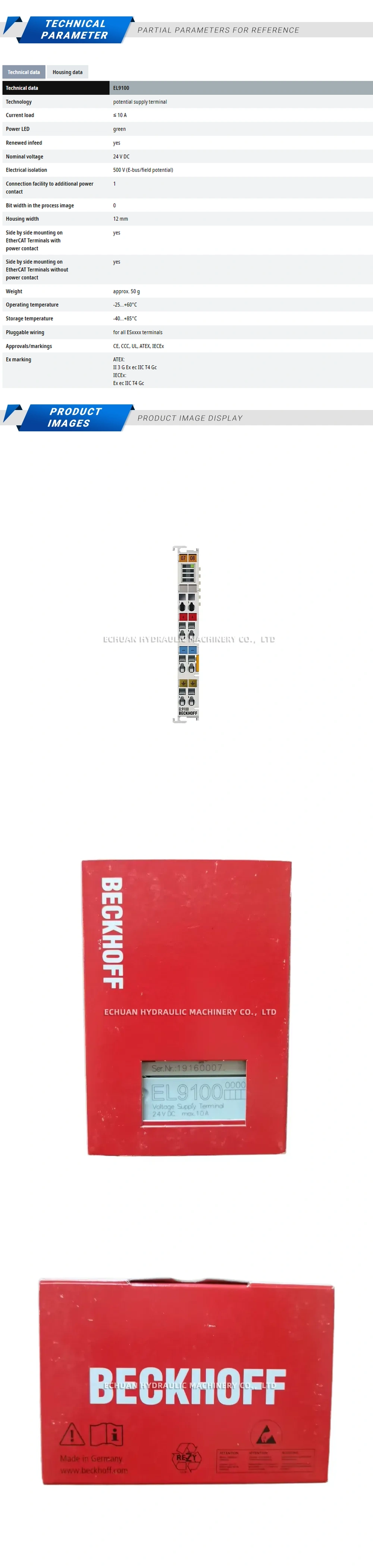 Beckhoff EL9100 Description