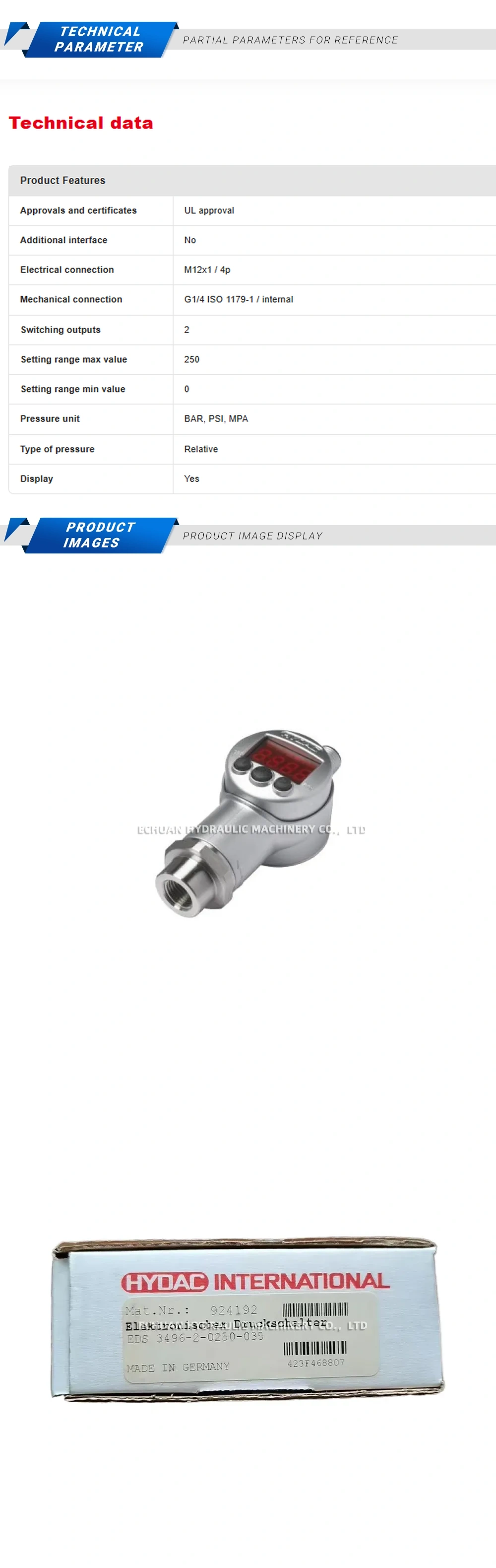 Hydac EDS 3496-2-0250-035 Description