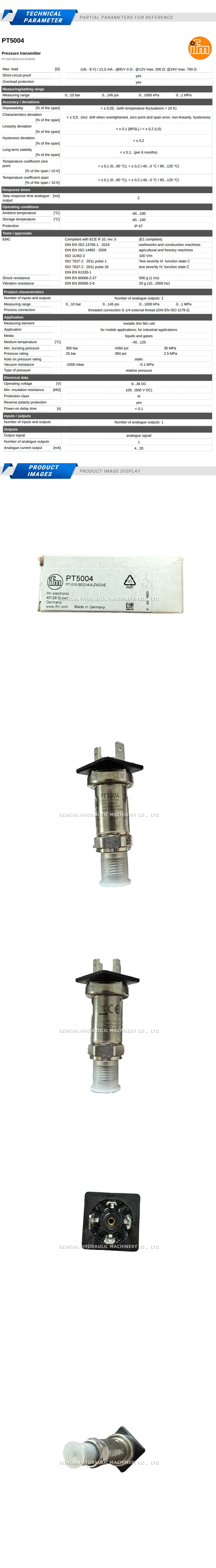 IFM PT5004 Description