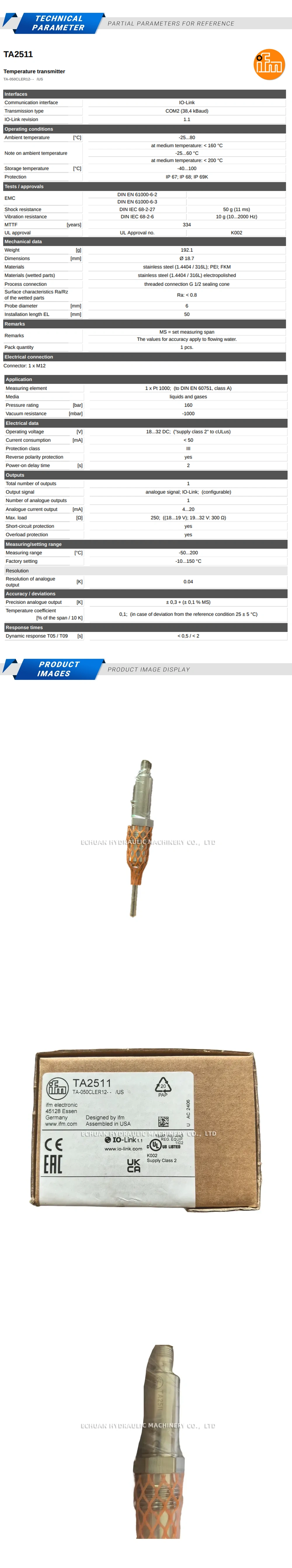 IFM TA2511 Description