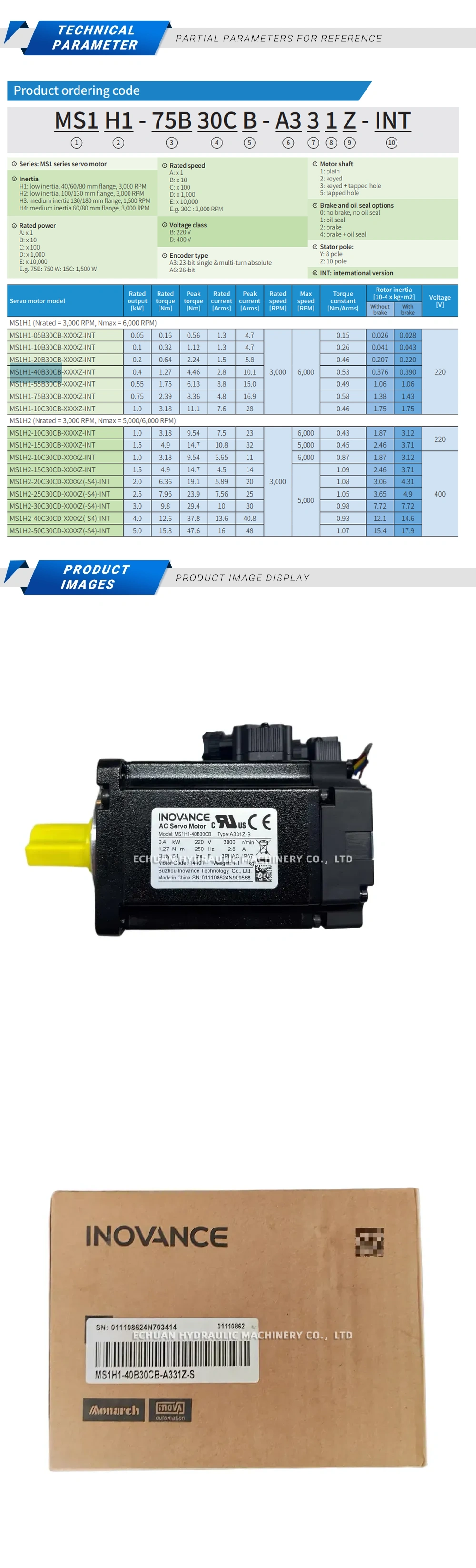 Inovance MS1H1-40B30CB A331Z-S Description