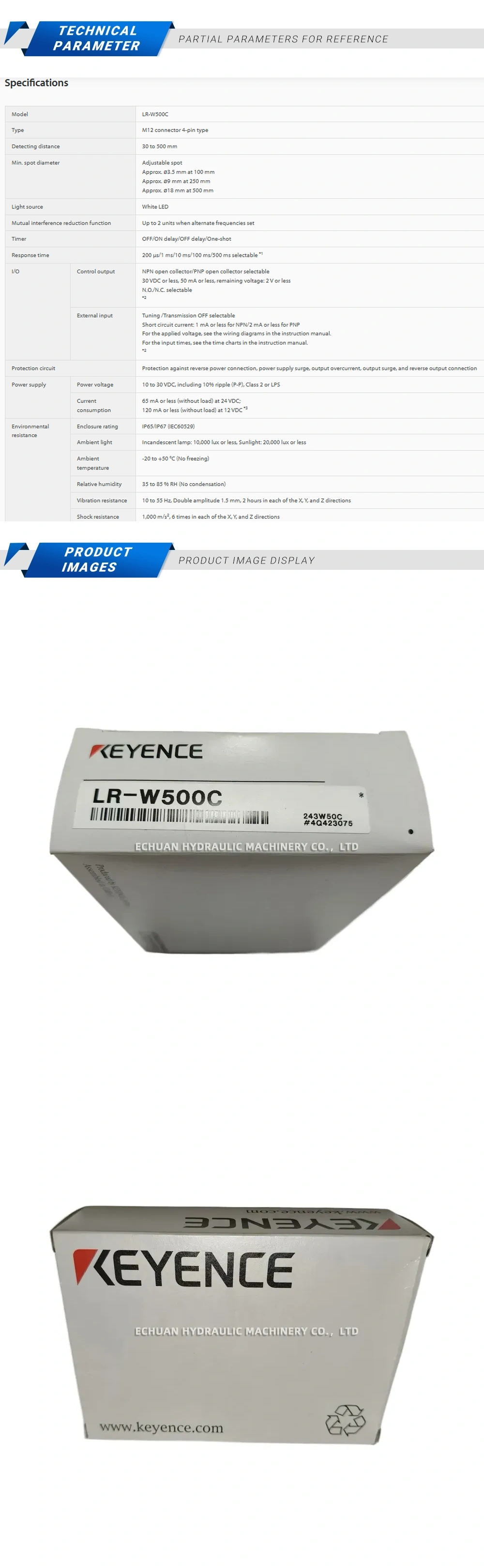 Keyence LR-W500C Description